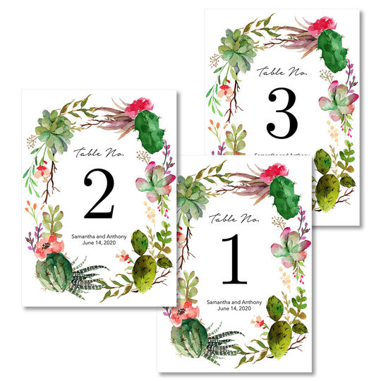Desert Blooms Table Number Cards
